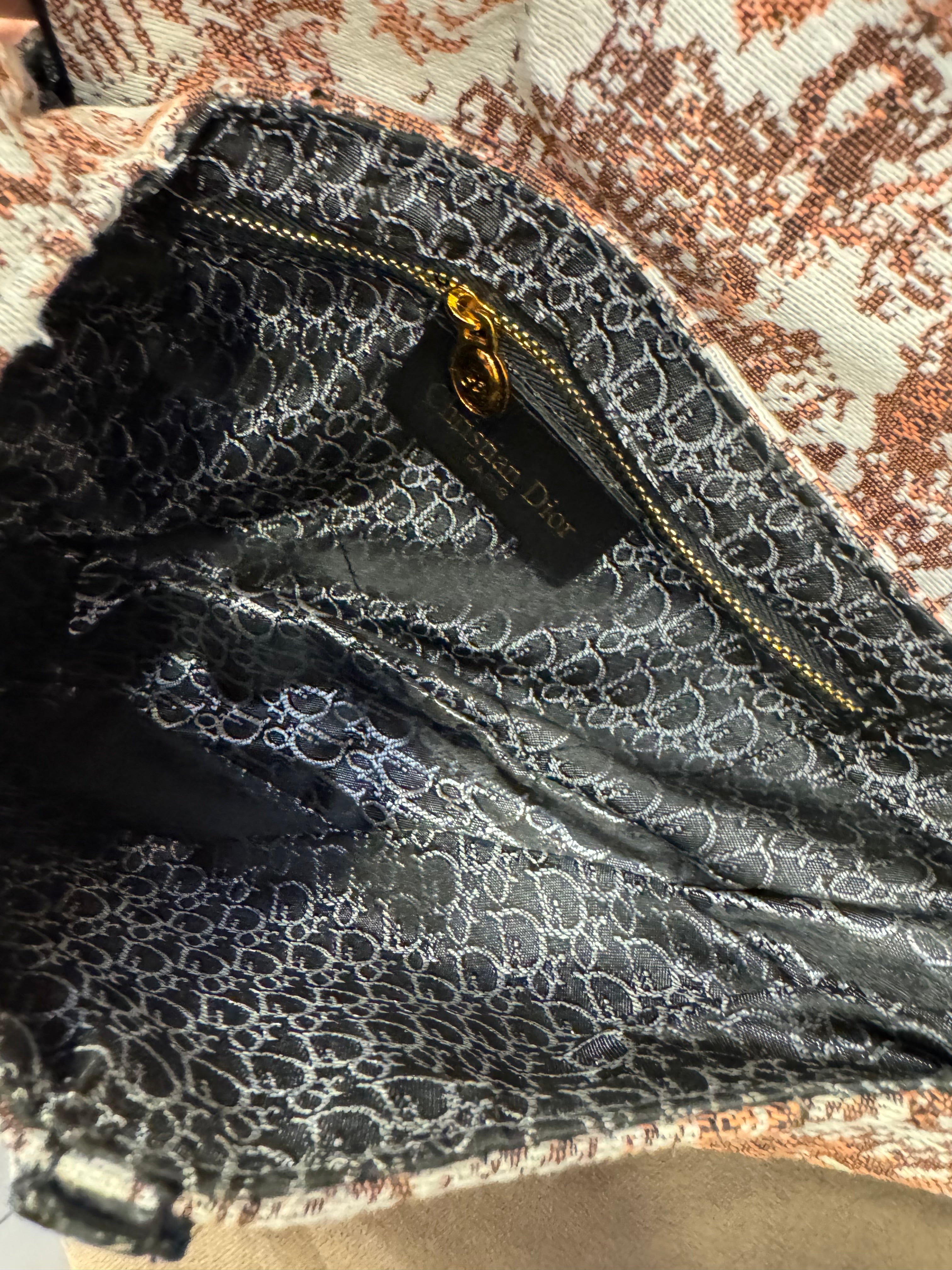 Christian Dior embroidered Toile de Jouy Saddle Bag