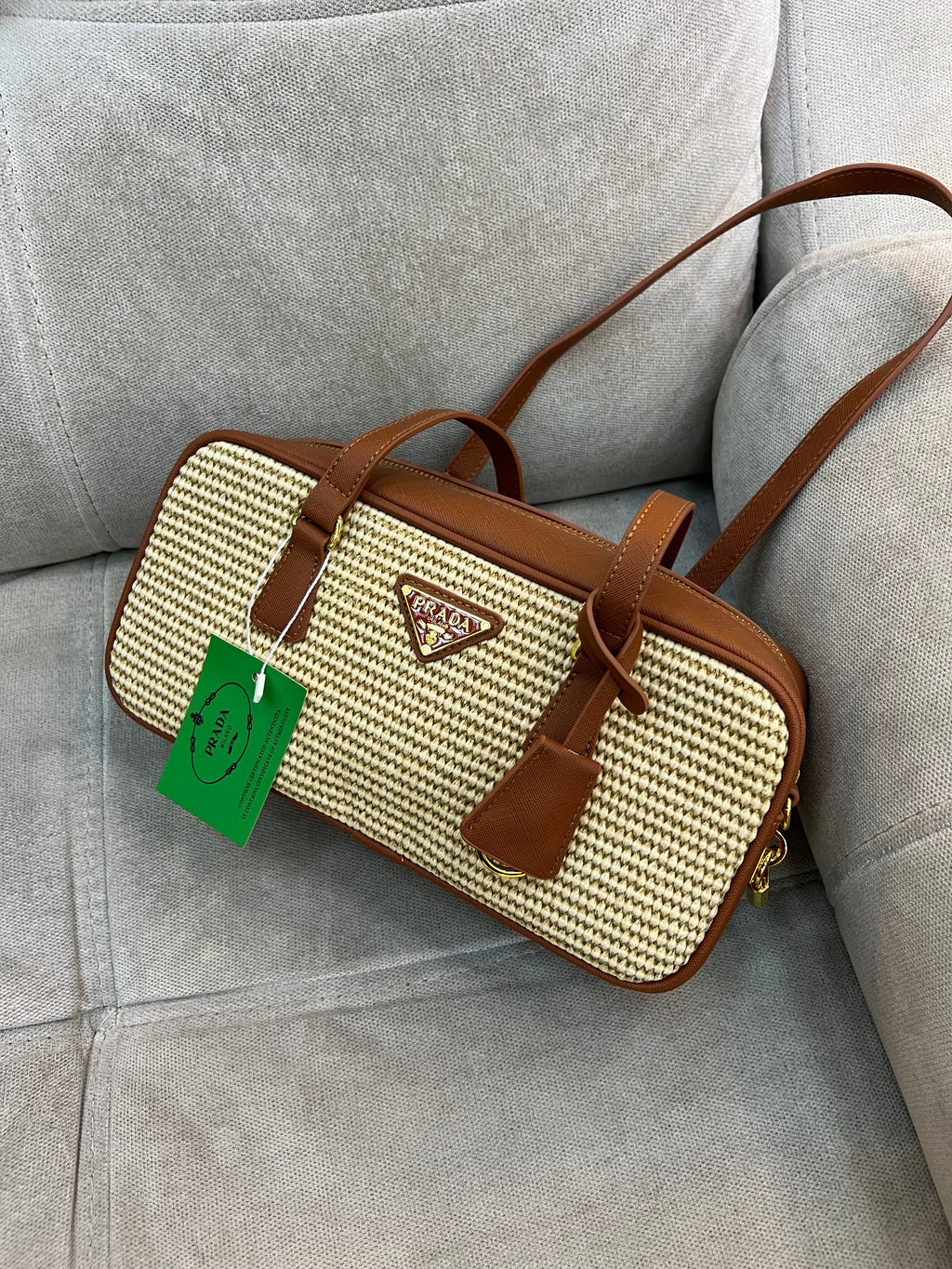 Prada woven raffia