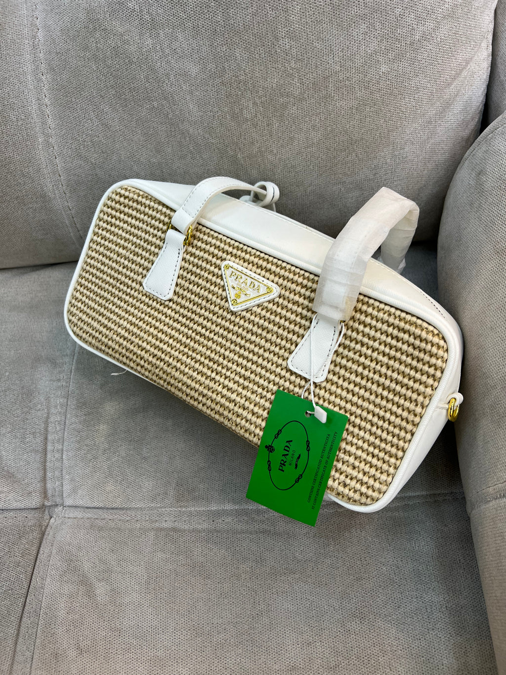 Prada woven raffia