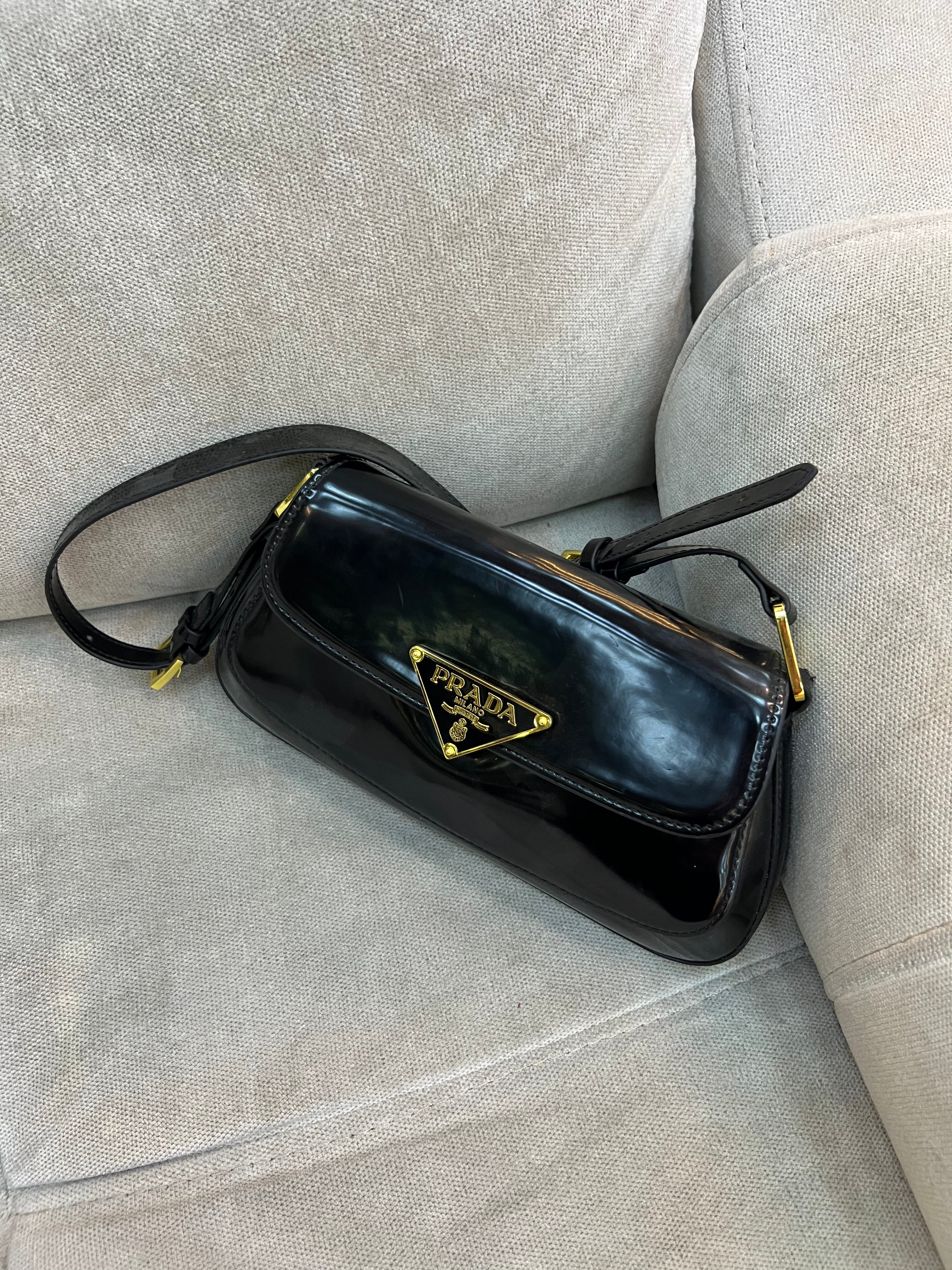 Prada Spazzolato Triangle Flap Shoulder Bag