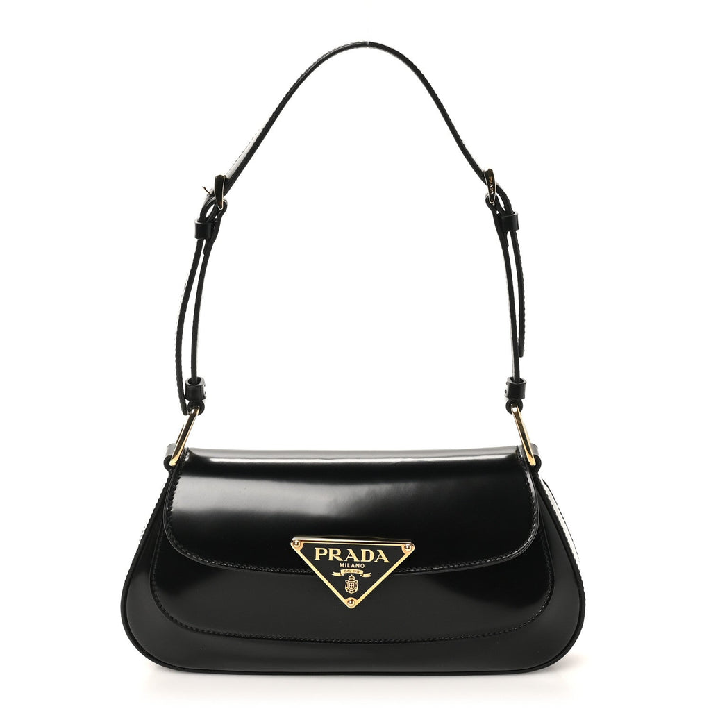 Prada Spazzolato Triangle Flap Shoulder Bag