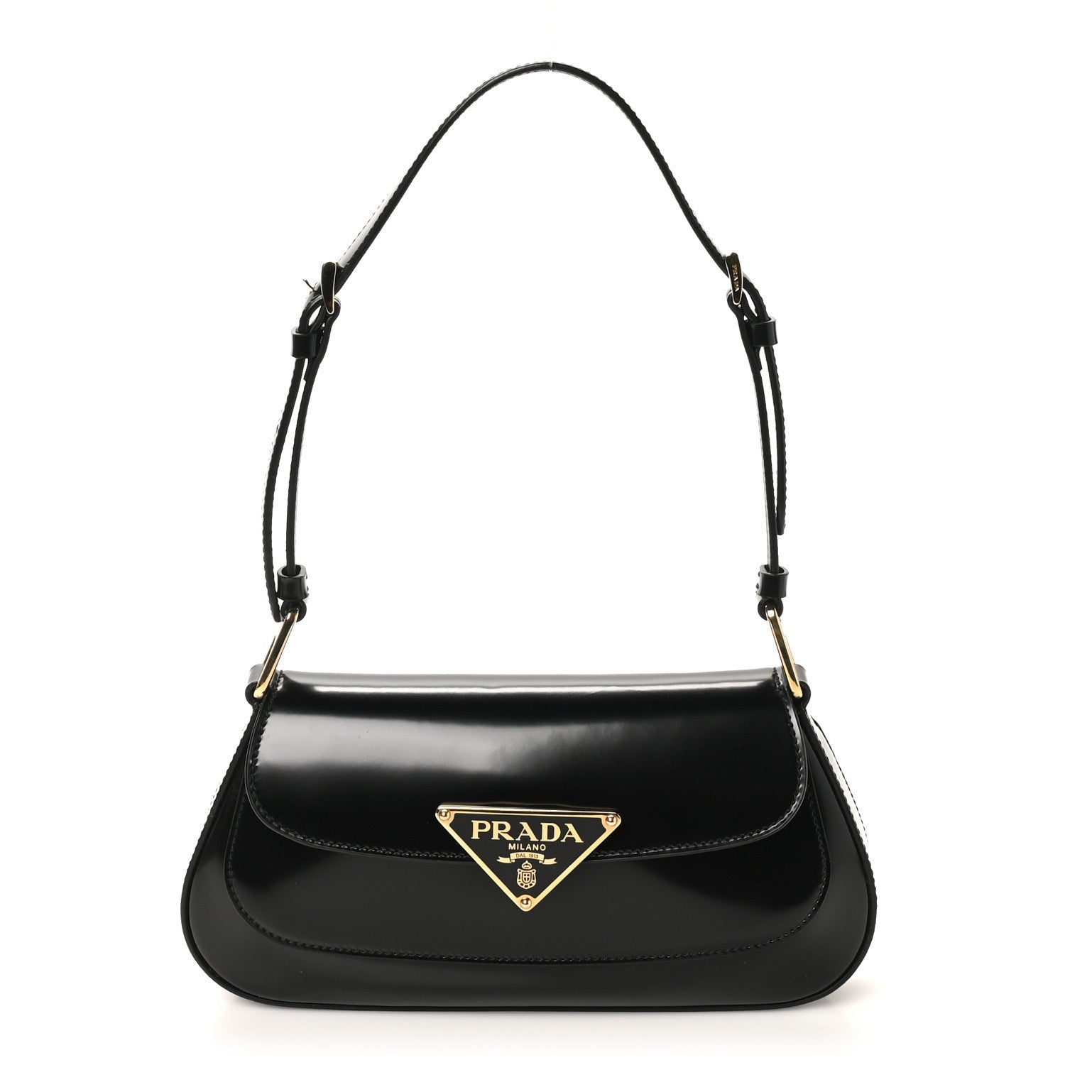 Prada Spazzolato Triangle Flap Shoulder Bag