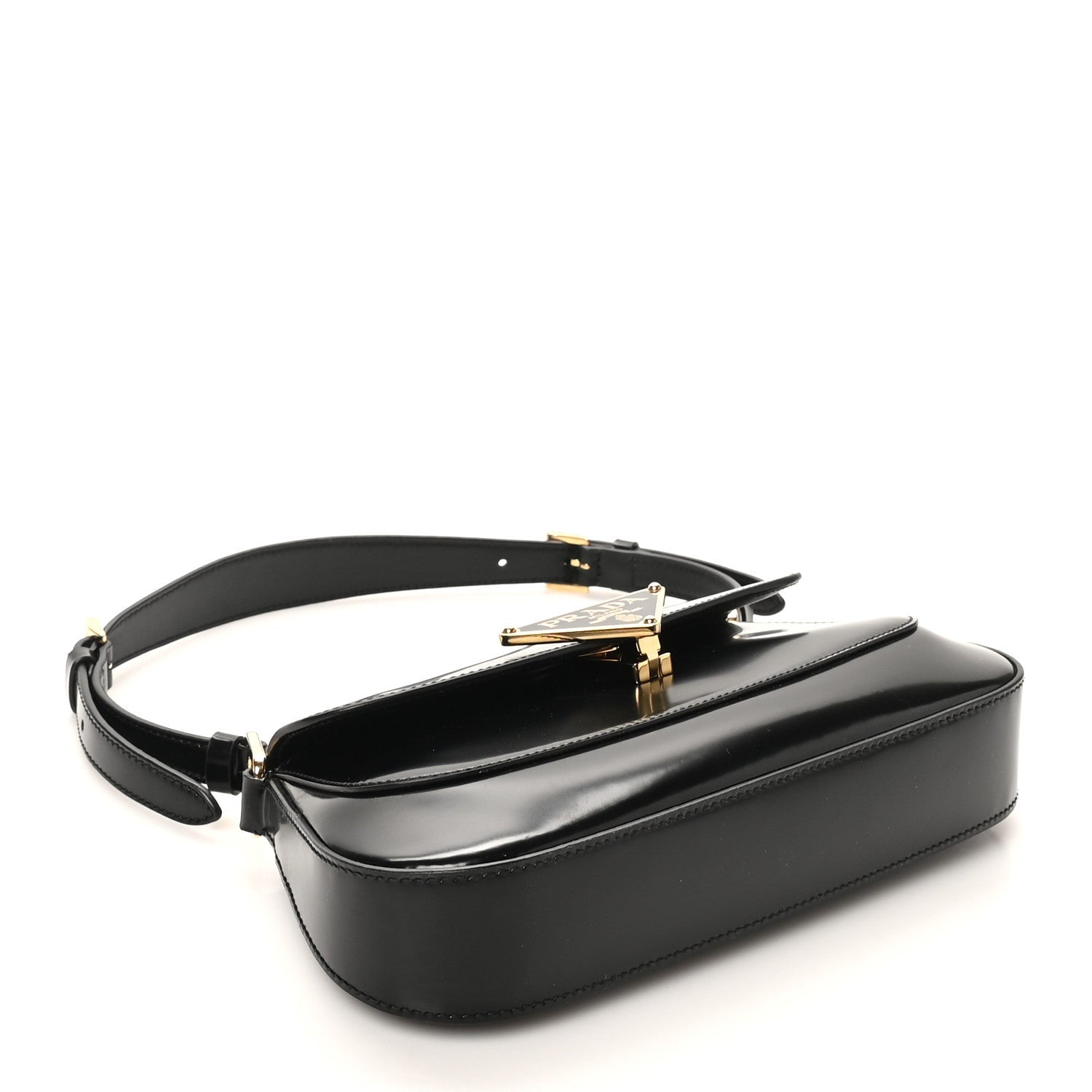 Prada Spazzolato Triangle Flap Shoulder Bag