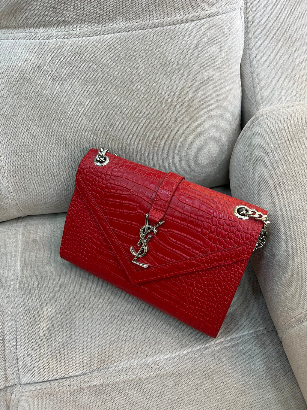 YSL Cassandra clutch crocodile