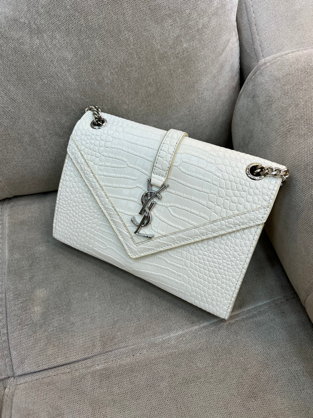 YSL Cassandra clutch crocodile