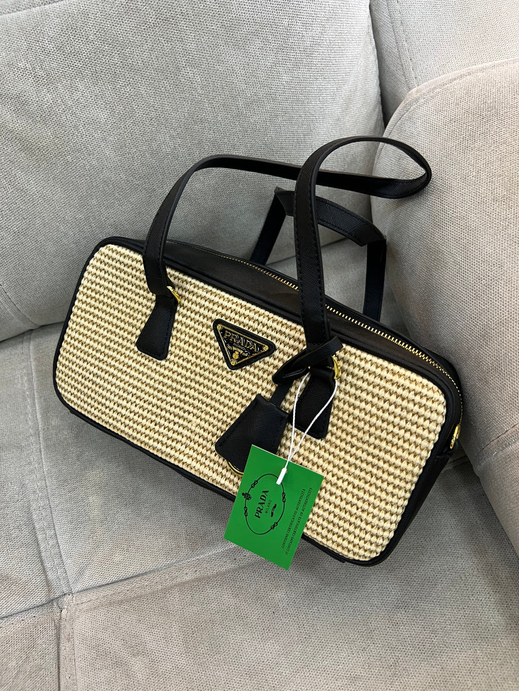 Prada woven raffia